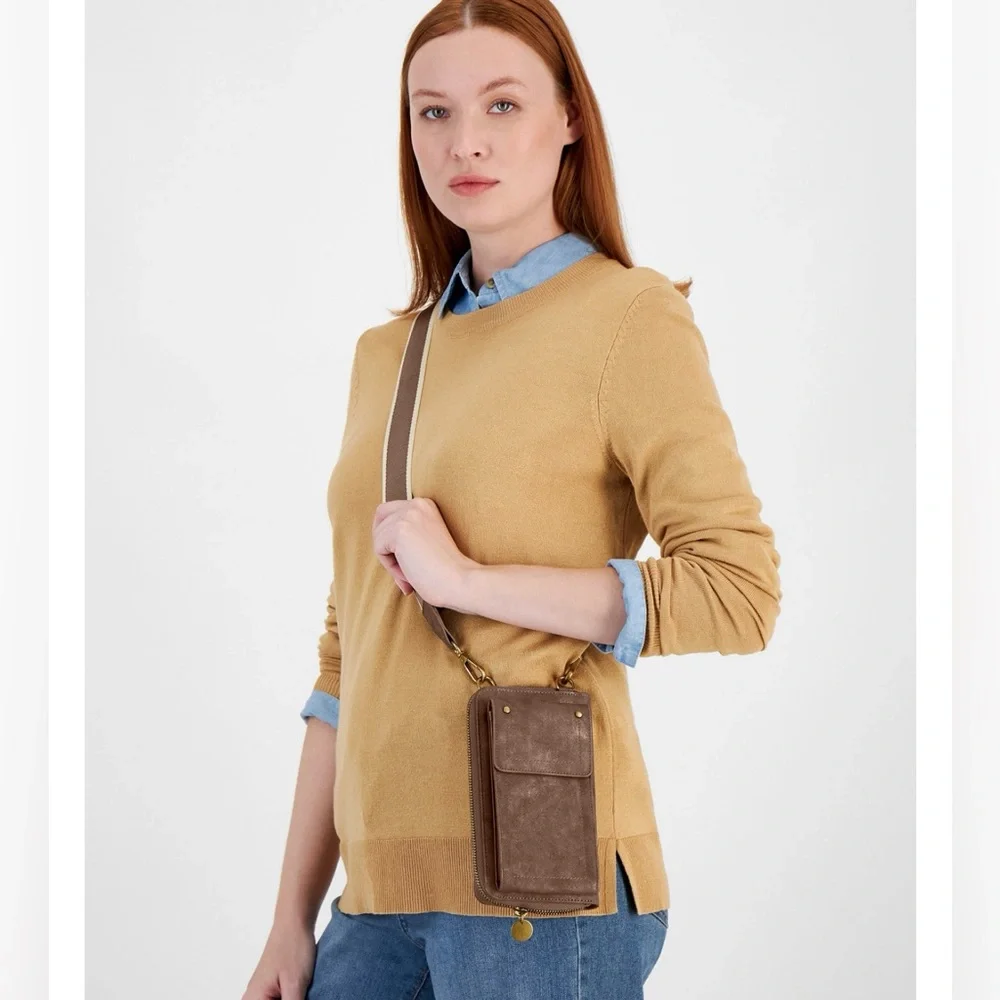 Style & Co. Leather Crossbody Phone Wallet in Chocolate‎ Brown